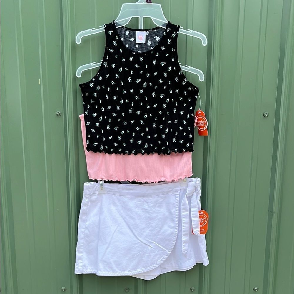 Girls Cropped Tank Tops & Skort 3-Piece Set Size XXL